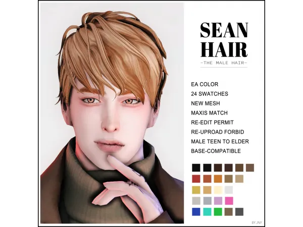 Mix [JNY] SEAN HAIR - The Sims 4 Custom Content
