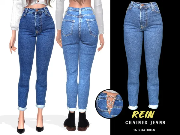 Alpha Rein Chained Jeans - The Sims 4 Custom Content