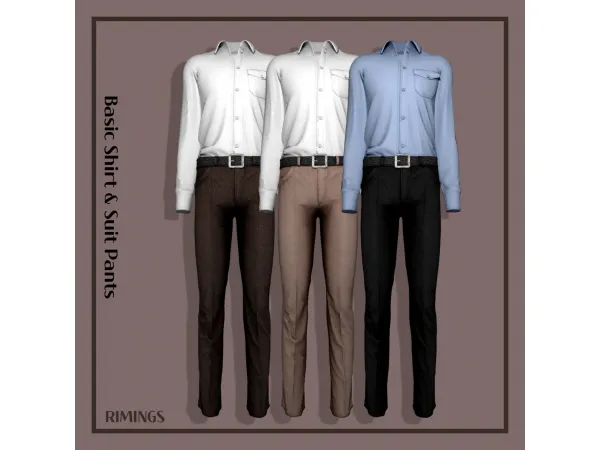 Alpha [RIMINGS] Basic Shirt Suit Pants - The Sims 4 Custom Content