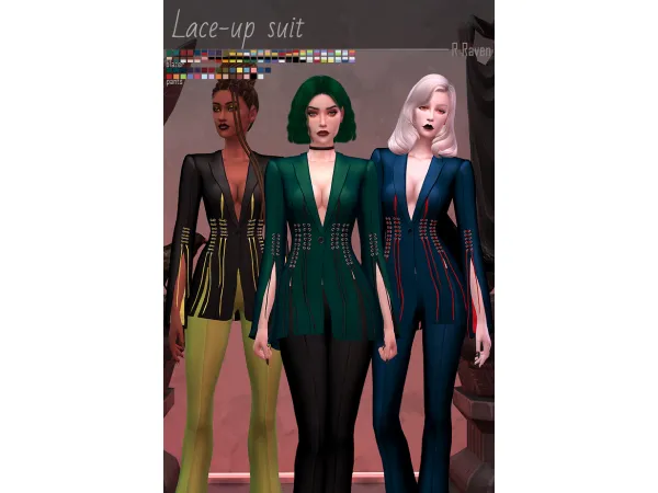 Maxis Match Lace up suit by Regina Raven - The Sims 4 Custom Content