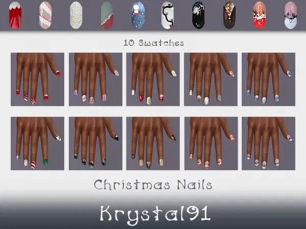 Mix Christmas Nails - The Sims 4 Custom Content