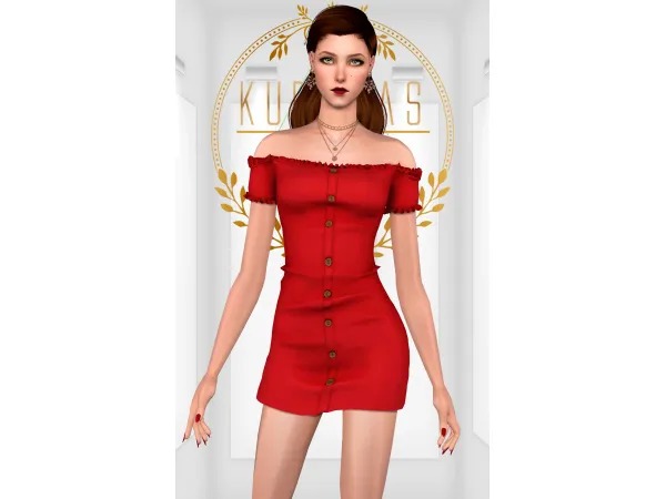 Kurimas4t2OffShoulderButtonedMiniDress_Gorrillax3 - The Sims 2 custom content