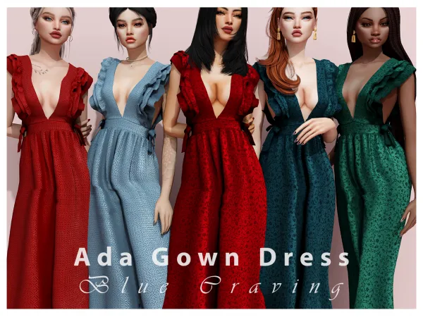 Alpha Blue Craving Ada Ball Gown UPDATE 25112022 - The Sims 4 Custom Content
