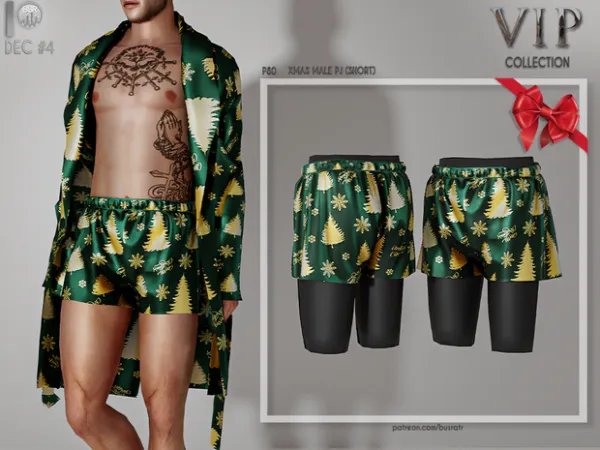 Alpha XMAS MALE PJ (SHORT) P80 tr by busra - The Sims 4 Custom Content