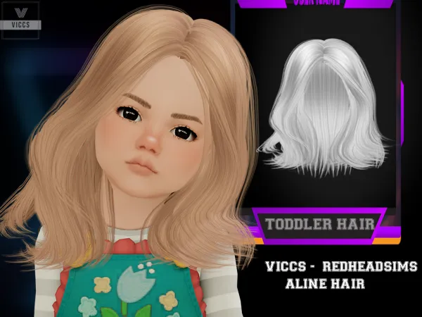 Viccs_Redhead Aline Converted For Toddlers - The Sims 4 Custom Content