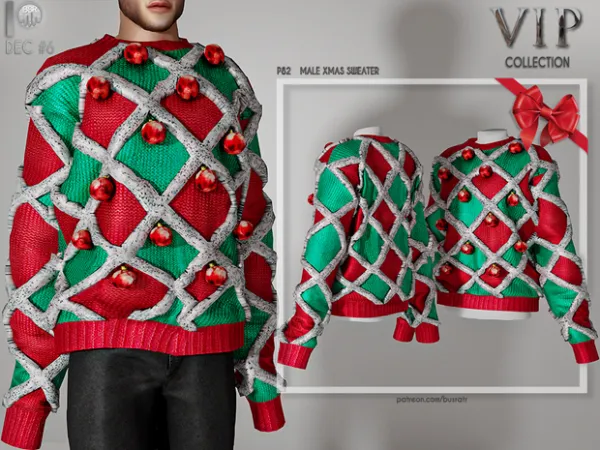 Alpha MALE XMAS SWEATER P82 tr by busra - The Sims 4 Custom Content