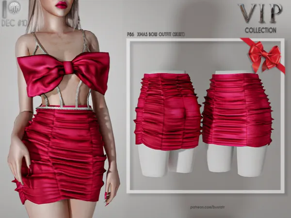 Alpha XMAS BOW OUTFIT (SKIRT) P86 tr by busra - The Sims 4 Custom Content