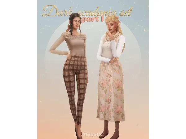 Maxis Match Dark academia clothing set Part 1 by Miiko - The Sims 4 Custom Content
