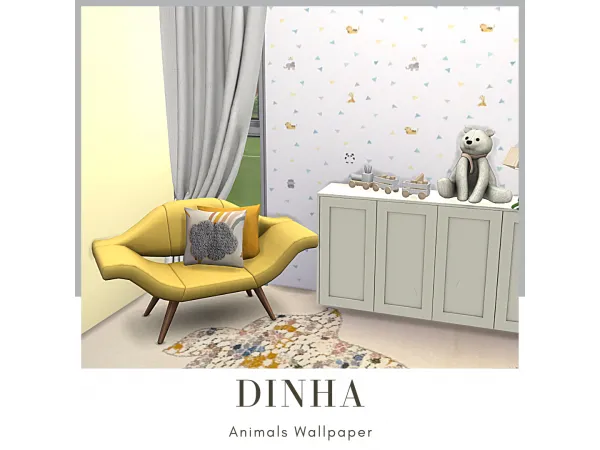Maxis Match Yellow Wall for Kids Bedroom - The Sims 4 Custom Content
