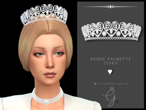 Mix Baden Palmette Tiara by Glitterberry Sims - The Sims 4 Custom Content