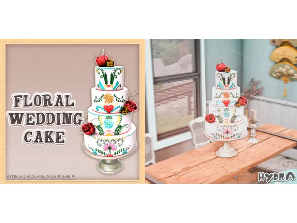 Mix Floral Wedding Cake by Hydrangea - The Sims 4 Custom Content