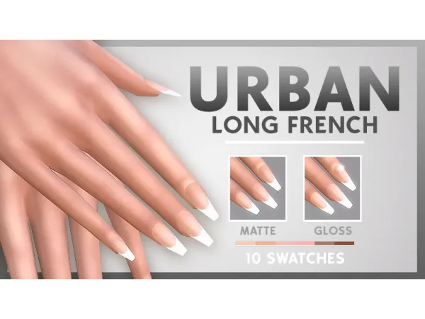 CLASSIC LONG FRENCH NAILS | URBAN by XURBANSIMSX