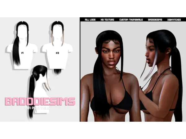 Alpha MIA PONYTAILS by BADDDIESIMS - The Sims 4 Custom Content