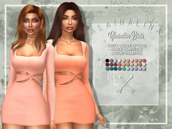 Mix Clementine Dress by alainalina - The Sims 4 custom content
