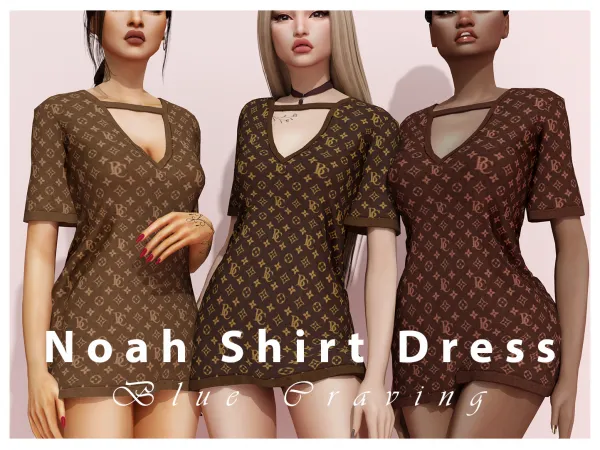 Alpha Blue Craving Noah Shirt Dress by bluecraving - The Sims 4 Custom Content