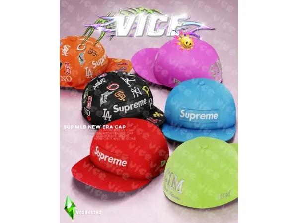 Alpha [VICE4Simz] Supreme and Bunny Fitted Caps co VICE - The Sims 4 Custom Content