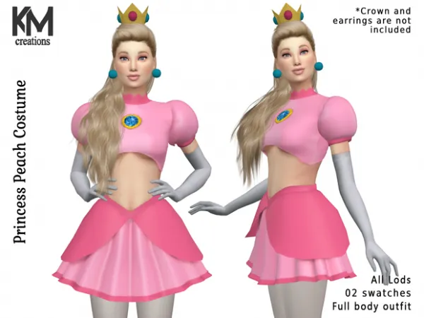 Alpha [KM] Princess Peach Costume - The Sims 4 Custom Content