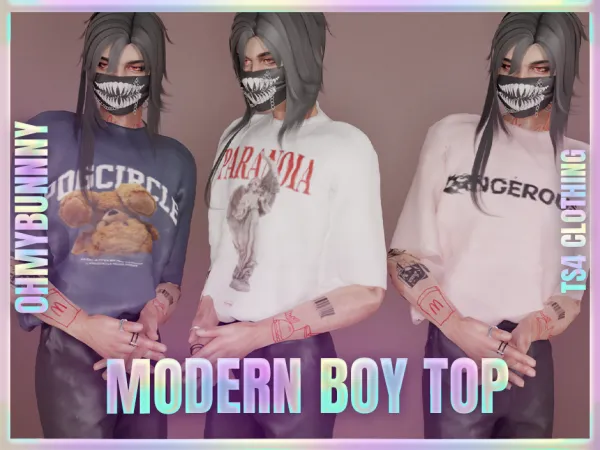 Alpha m o d e r n b o y t o p - The Sims 4 Custom Content
