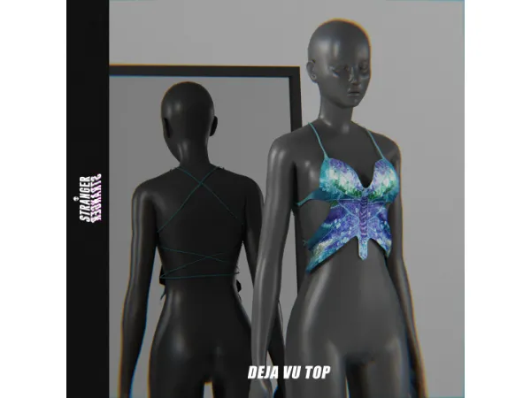 Alpha Deja Vu Top by stranger - The Sims 4 Custom Content
