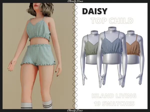 Alpha Daisy Top Shorts - The Sims 4 Custom Content