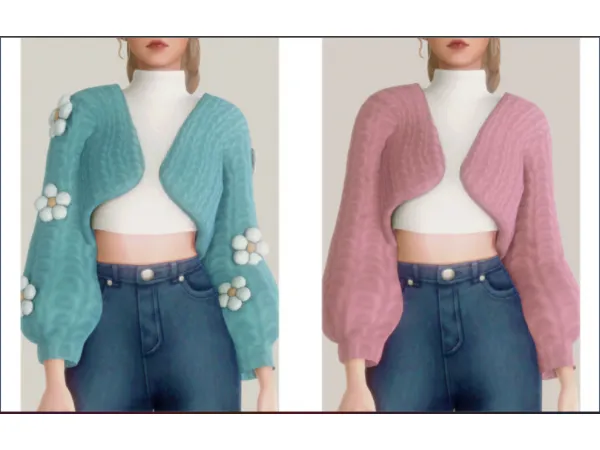 Alpha casual daisy knit cardigan set by simsfinds - The Sims 4 Custom Content