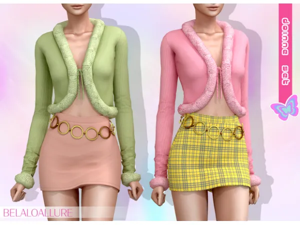 Alpha Belaloallure doinne skirt doinne fur top - The Sims 4 Custom Content