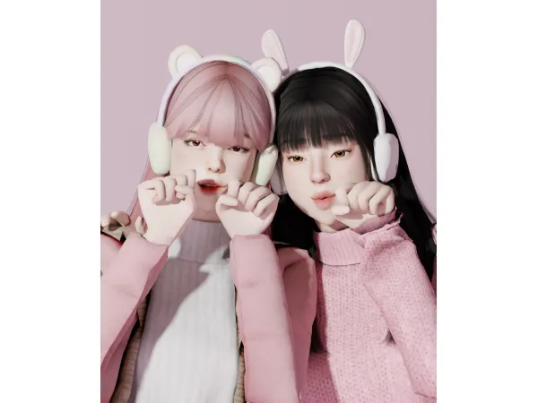 Alpha acc)earmuffs Bunny, Bear - The Sims 4 custom content