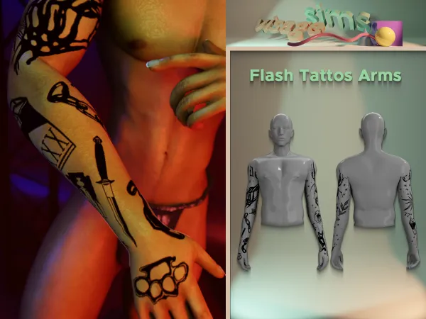 Mix Flash Tattos Arms - The Sims 4 Custom Content