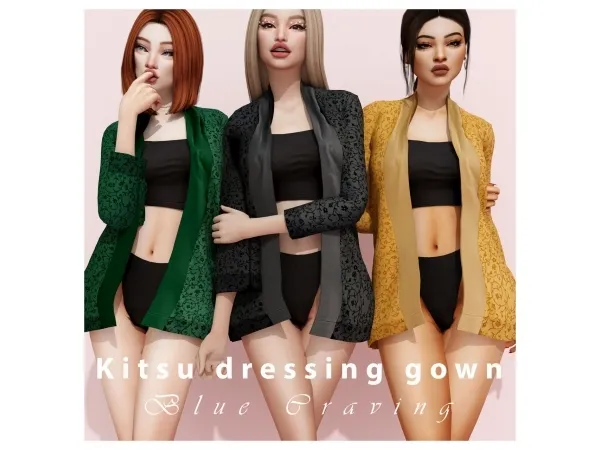Alpha [Blue Craving] Kitsu Dressing Gown by bluecraving - The Sims 4 Custom Content