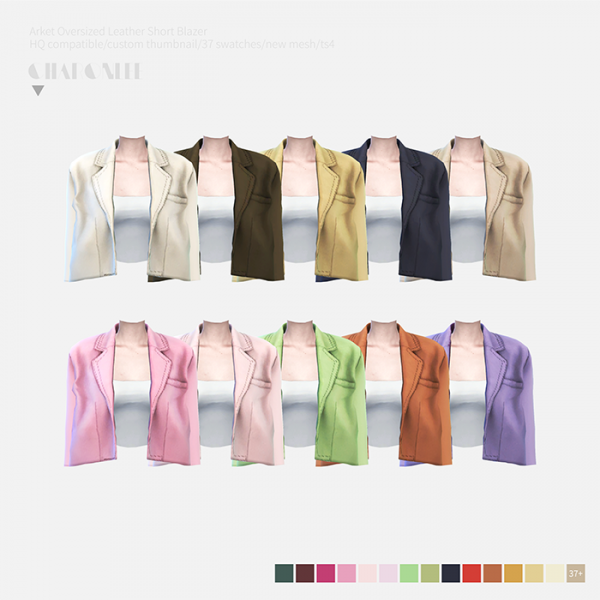 Alpha Arket Oversized Leather Short Blazer by simsfinds - The Sims 4 Custom Content