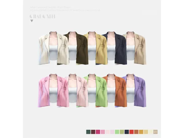 Alpha Arket Oversized Leather Short Blazer by Charonlee SIMS - The Sims 4 Custom Content