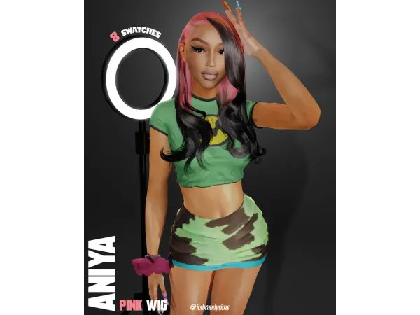 Alpha Aniya Pink Wig by brandysimswebsite - The Sims 4 Custom Content