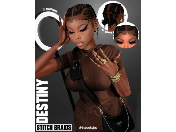 Alpha Destiny stitch braids by Brandysims - The Sims 4 Custom Content
