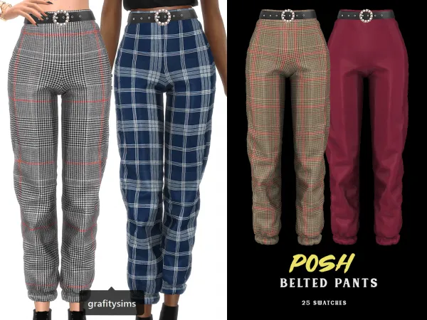 Alpha Posh Belted Pants - The Sims 4 Custom Content