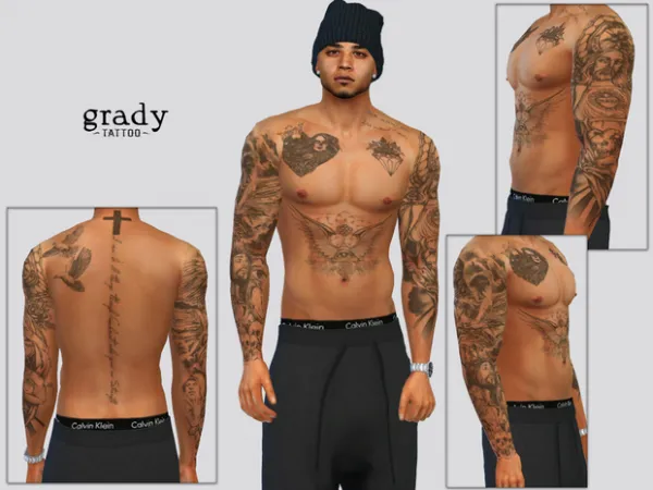 Mix Grady Tattoo by McLayneSims - The Sims 4 Custom Content