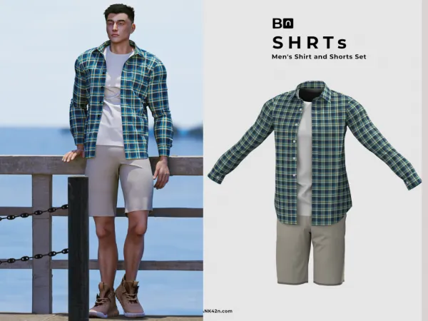 Alpha Shirt and Shorts Set by bank42n - The Sims 4 Custom Content
