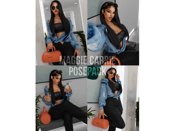 Alpha Maggie Carrie Posepack (Free Version) by Afrosimtric Sims - The Sims 4 Custom Content