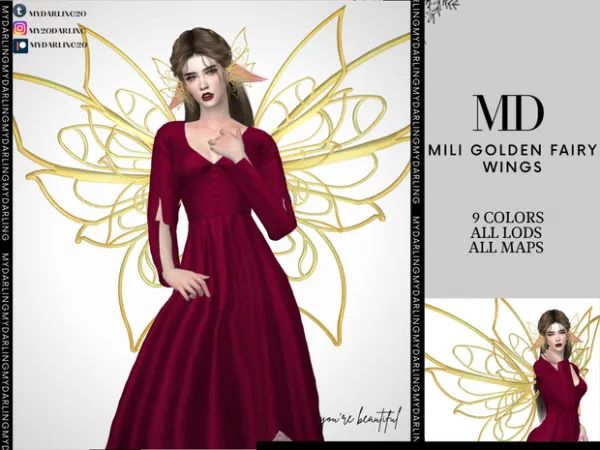 Mix Mili golden fairy wings by mydarling20 - The Sims 4 Custom Content