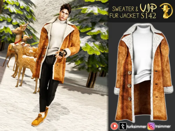 Alpha Sweater Fur Jacket S142 by turksimmer - The Sims 4 Custom Content