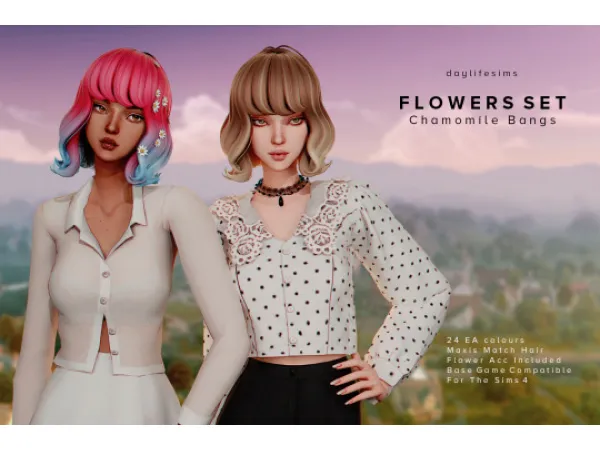 FLOWERS HAIR SET - Chamomile Bangs Hair by Daylife Sims