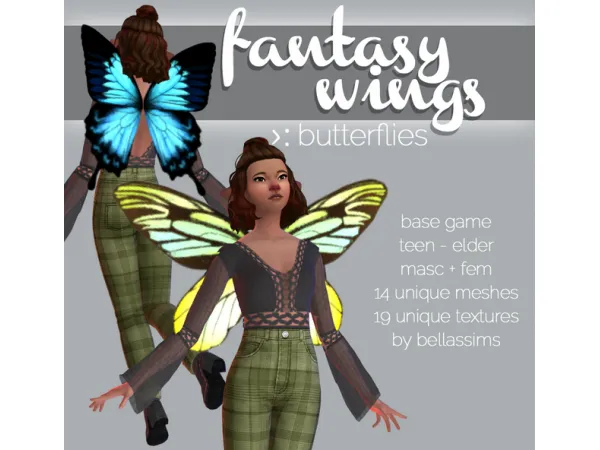 Maxis Match Fantasy Wings Butterfly Edition by Bellassims - The Sims 4 Custom Content