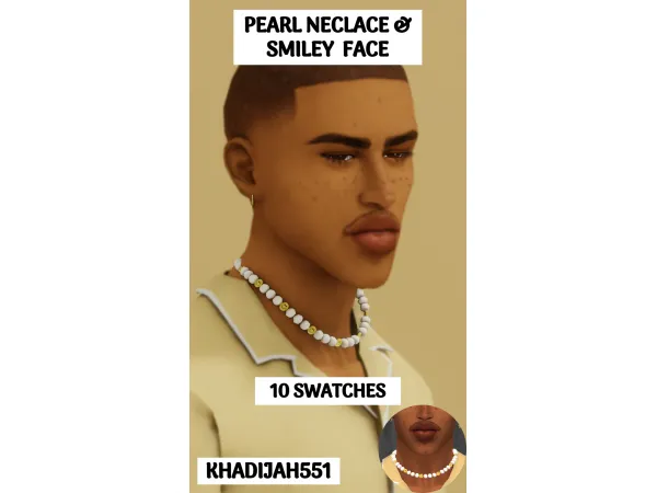 Alpha PEARL NECKLACE SMILEY FACE - The Sims 4 Custom Content