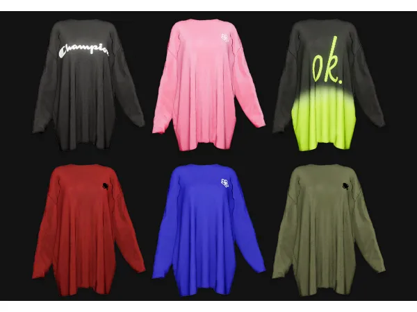 Alpha Extra Oversized Sweaters by simmerkatex - The Sims 4 custom content