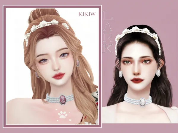 Alpha The pearl hair band of roses by [Lark] - The Sims 4 Custom Content