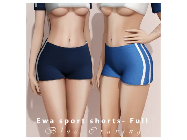 Alpha Blue Craving Ewa sport shorts Full - The Sims 4 Custom Content