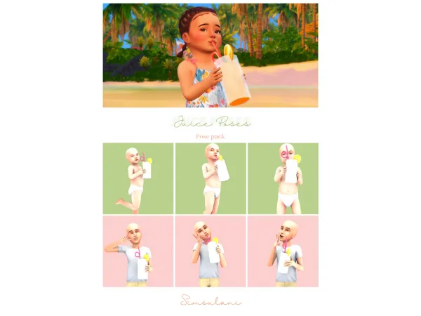 Maxis Match 197 POSE PACK JUICE POSES by Simsulani - The Sims 4 Custom Content