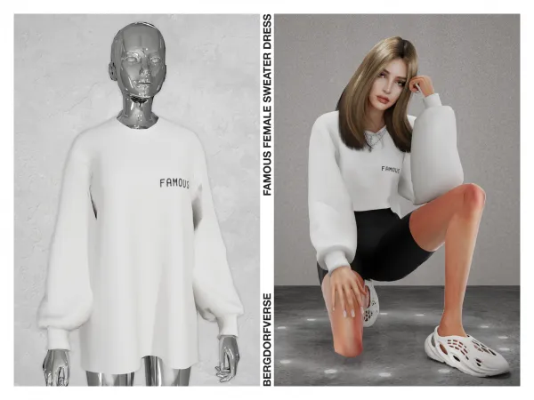Alpha FAMOUS FEMALE SWEATER DRESS - The Sims 4 Custom Content
