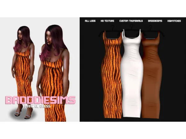 Alpha MARWEL DRESS by BADDDIESIMS - The Sims 4 Custom Content