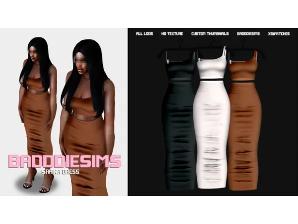 Alpha SARINA DRESS by BADDDIESIMS - The Sims 4 Custom Content