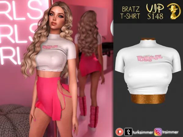 Alpha Bratz T shirt S148 by daphsmods - The Sims 4 Custom Content